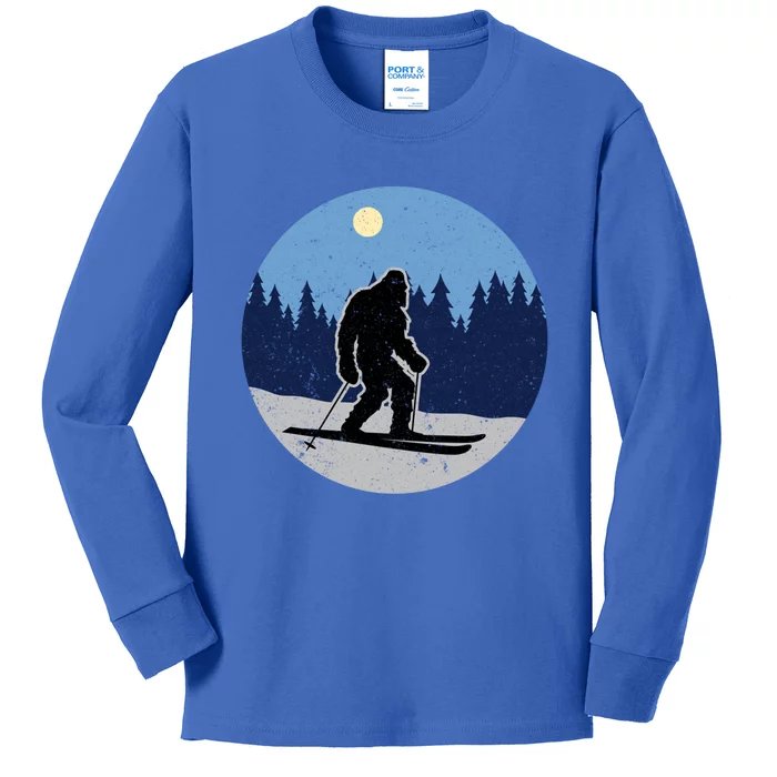 Downhill Snow Skiing Bigfoot Ski Winter Sports Alpine Great Gift Kids Long Sleeve Shirt