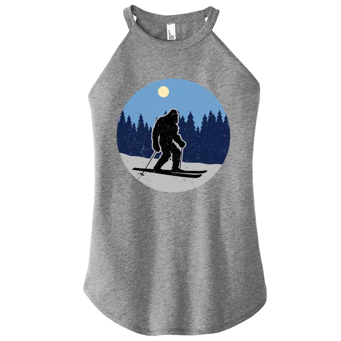 Downhill Snow Skiing Bigfoot Ski Winter Sports Alpine Great Gift Women’s Perfect Tri Rocker Tank