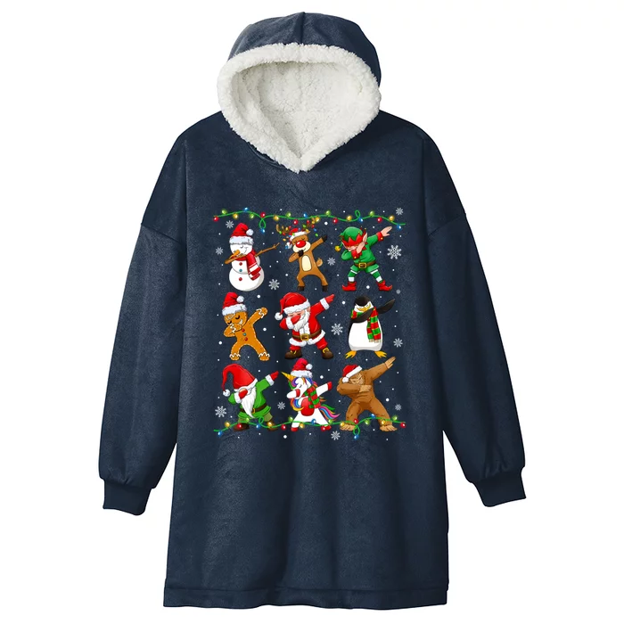 Dabbing Santa Snow Gingerbread Penguin Xmas Funny Gift Hooded Wearable Blanket