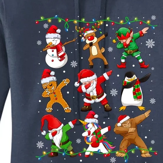 Dabbing Santa Snow Gingerbread Penguin Xmas Funny Gift Women's Pullover Hoodie