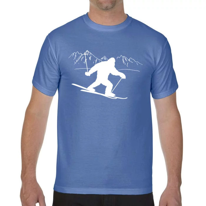 Downhill Snow Skiing Bigfoot Ski Winter Sports Alpine Gift Comfort Colors T-Shirt