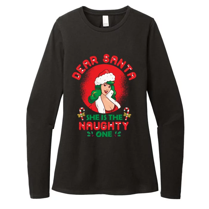 Dear Santa She Is The Naughty One Husband Wife Christmas Gift Womens CVC Long Sleeve Shirt