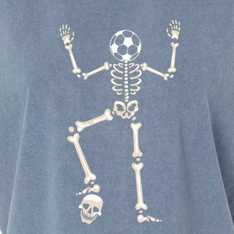 Dabbing Skeleton Soccer Halloween Garment-Dyed Women's Muscle Tee