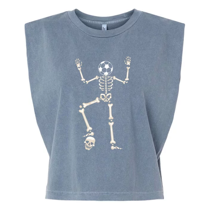 Dabbing Skeleton Soccer Halloween Garment-Dyed Women's Muscle Tee