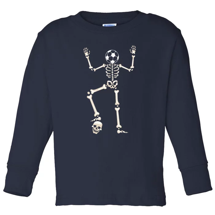 Dabbing Skeleton Soccer Halloween Toddler Long Sleeve Shirt