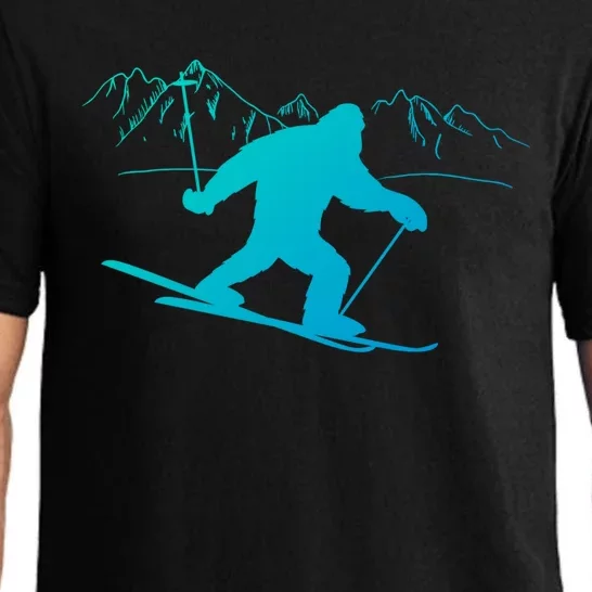 Downhill Snow Skiing Bigfoot Ski Winter Sports Alpine Gift Pajama Set