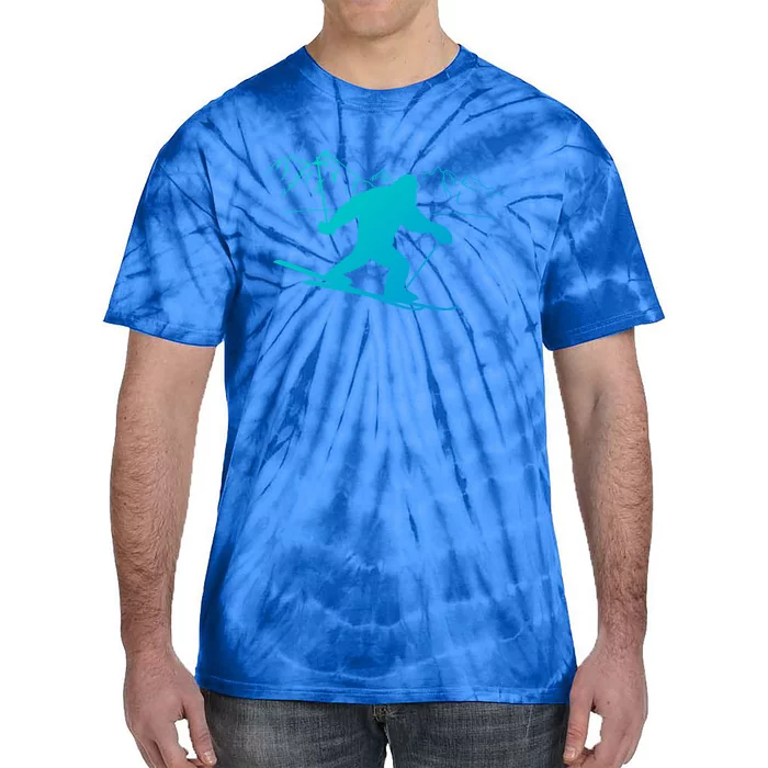 Downhill Snow Skiing Bigfoot Ski Winter Sports Alpine Gift Tie-Dye T-Shirt