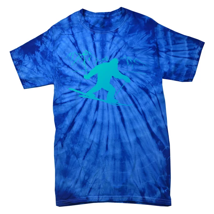 Downhill Snow Skiing Bigfoot Ski Winter Sports Alpine Gift Tie-Dye T-Shirt