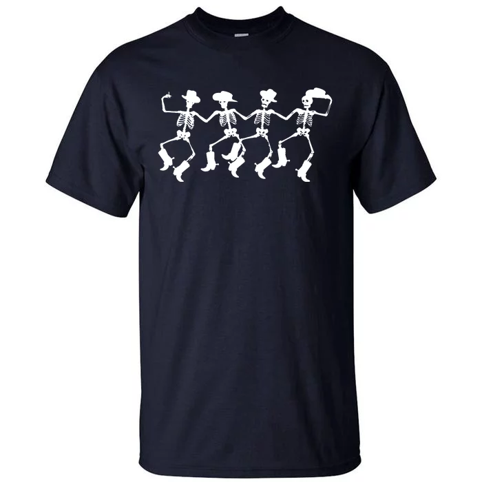 Dancing Skeletons Spooky Halloween Cowboys Line Dance Tall T-Shirt