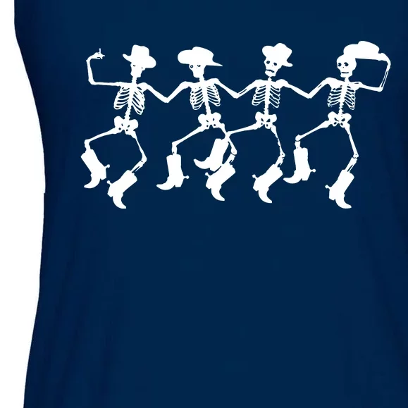 Dancing Skeletons Spooky Halloween Cowboys Line Dance Ladies Essential Flowy Tank