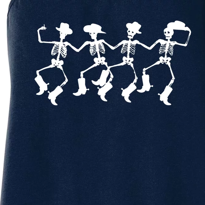 Dancing Skeletons Spooky Halloween Cowboys Line Dance Women's Racerback Tank