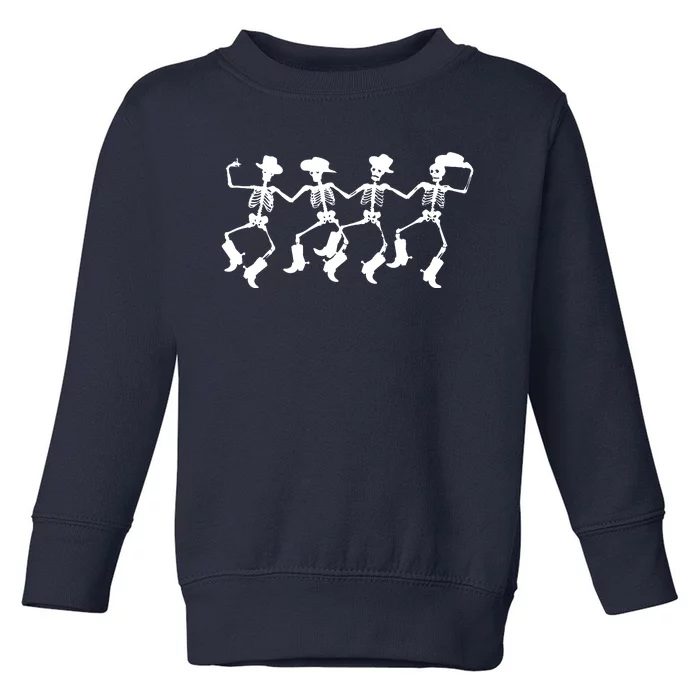 Dancing Skeletons Spooky Halloween Cowboys Line Dance Toddler Sweatshirt