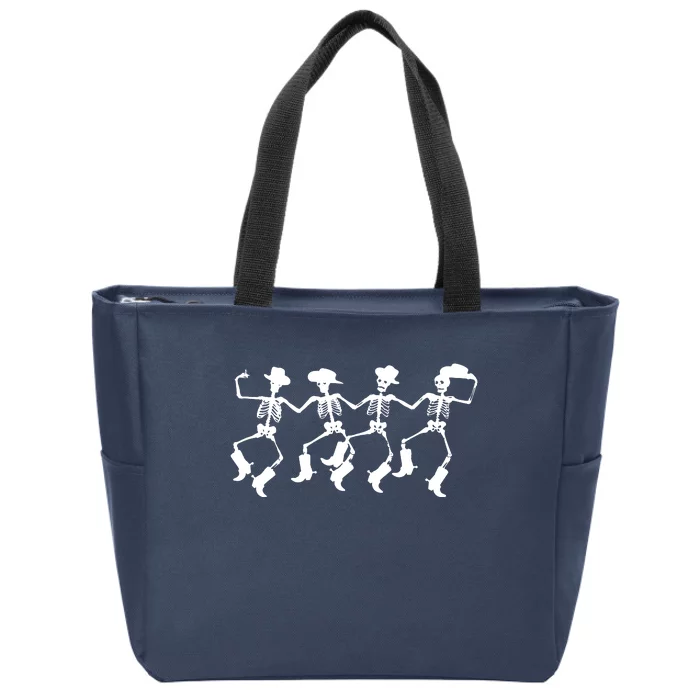 Dancing Skeletons Spooky Halloween Cowboys Line Dance Zip Tote Bag