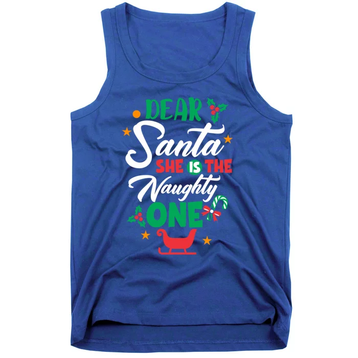 Dear Santa She Is The Naughty One Husband Wife Christmas Gift Tank Top