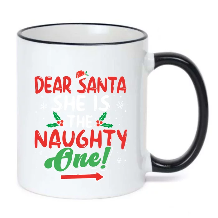 Dear Santa She Is The Naughty One Matching Couples Christmas Gift Black Color Changing Mug