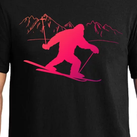 Downhill Snow Skiing Bigfoot Ski Winter Sports Alpine Gift Pajama Set