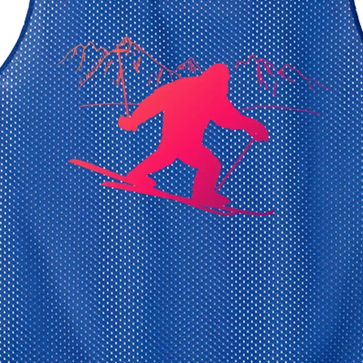 Downhill Snow Skiing Bigfoot Ski Winter Sports Alpine Gift Mesh Reversible Basketball Jersey Tank