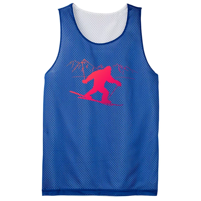 Downhill Snow Skiing Bigfoot Ski Winter Sports Alpine Gift Mesh Reversible Basketball Jersey Tank