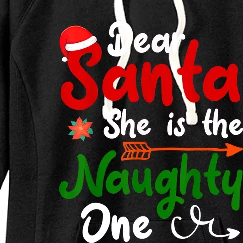 Dear Santa She Is The Naughty One Matching Couples Christmas Gift Women's Fleece Hoodie