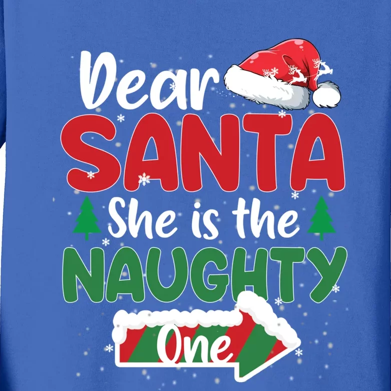 Dear Santa She Is The Naughty One Matching Couples Christmas Great Gift Kids Long Sleeve Shirt