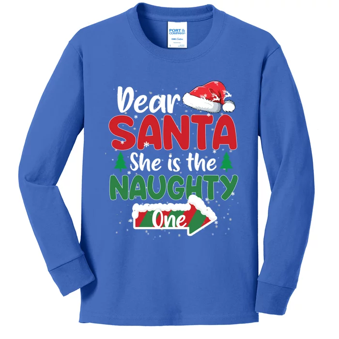 Dear Santa She Is The Naughty One Matching Couples Christmas Great Gift Kids Long Sleeve Shirt