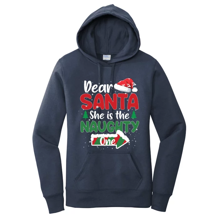 Dear Santa She Is The Naughty One Matching Couples Christmas Great Gift Women's Pullover Hoodie