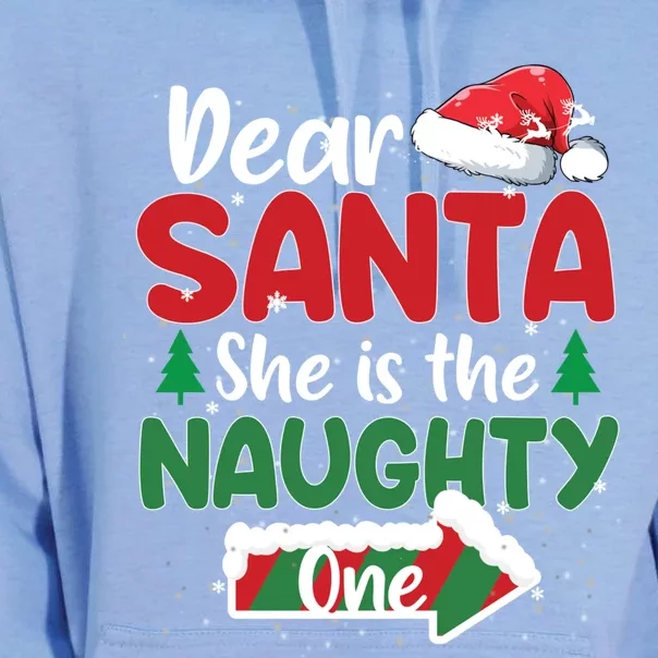 Dear Santa She Is The Naughty One Matching Couples Christmas Great Gift Unisex Surf Hoodie