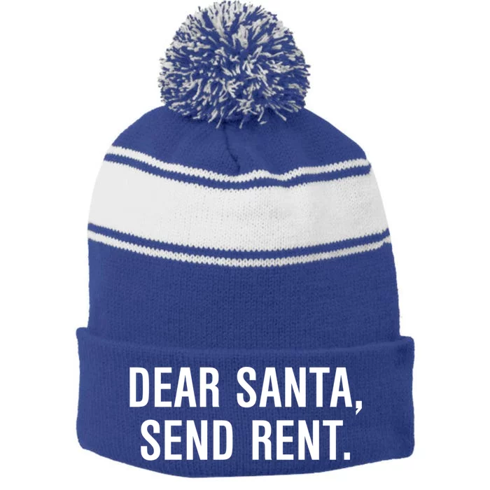 Dear Santa Send Rent Gift Stripe Pom Pom Beanie