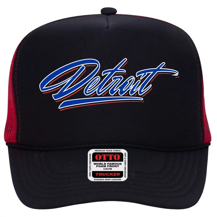 Detroit Sports Script High Crown Mesh Trucker Hat