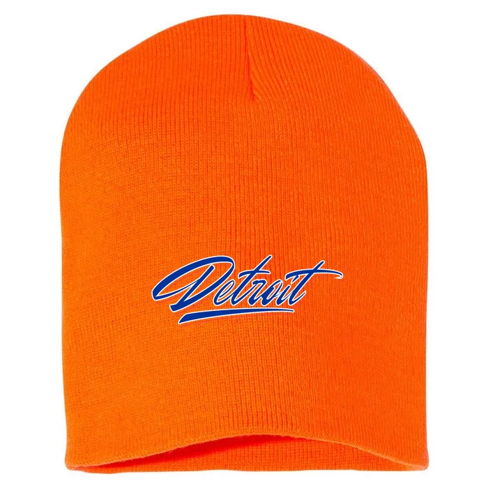 Detroit Sports Script Short Acrylic Beanie