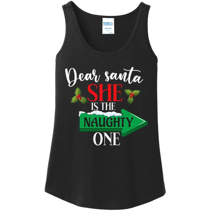 Dear Santa She Is The Naughty One Couple Christmas Ladies Essential Tank