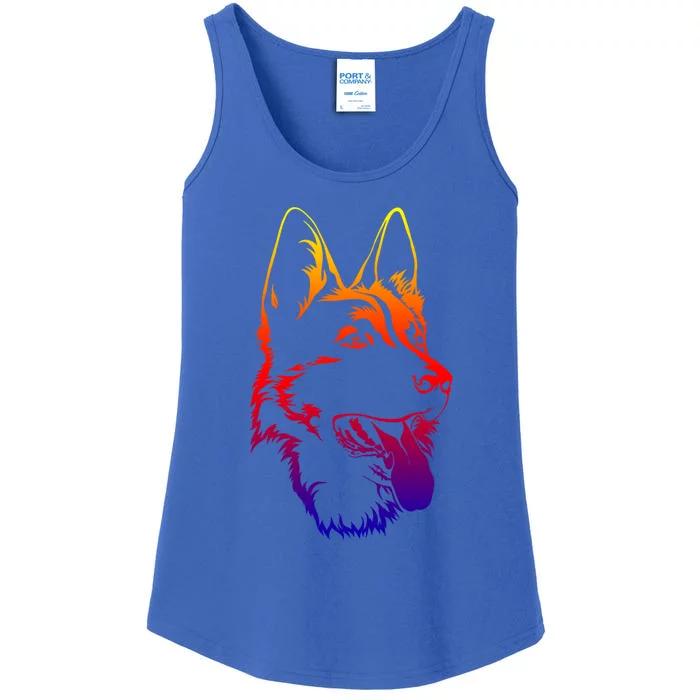 Dog Silhouette Sitting Cool Gift Ger Shepherd Cute Gift Ladies Essential Tank