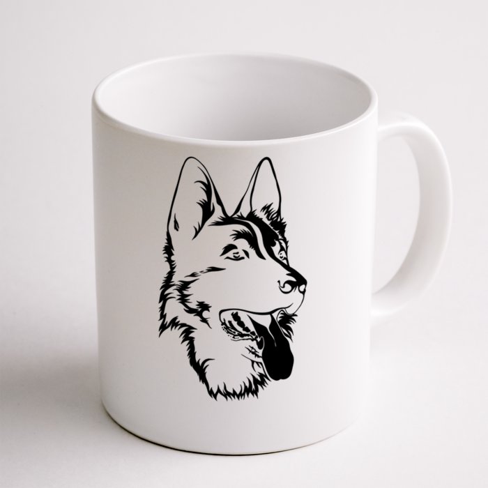 Dog Silhouette Sitting Gift Ger Shepherd Gift Front & Back Coffee Mug