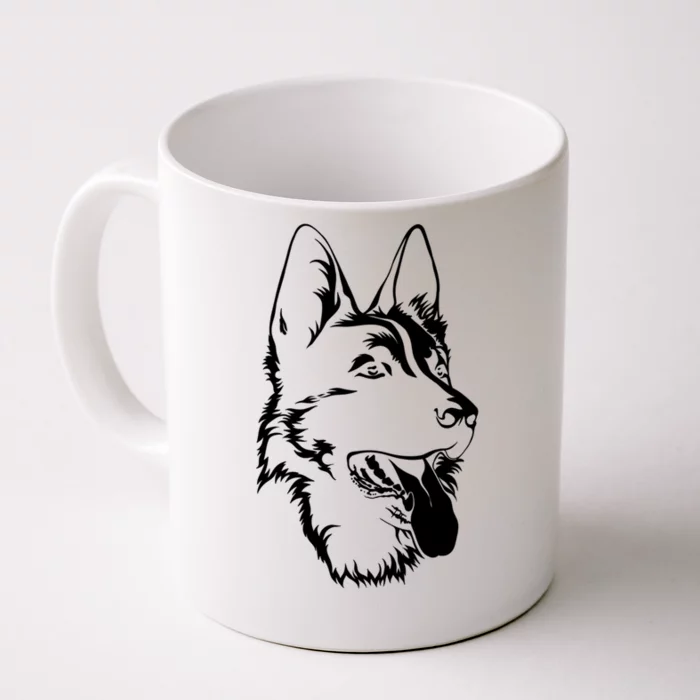 Dog Silhouette Sitting Gift Ger Shepherd Gift Front & Back Coffee Mug