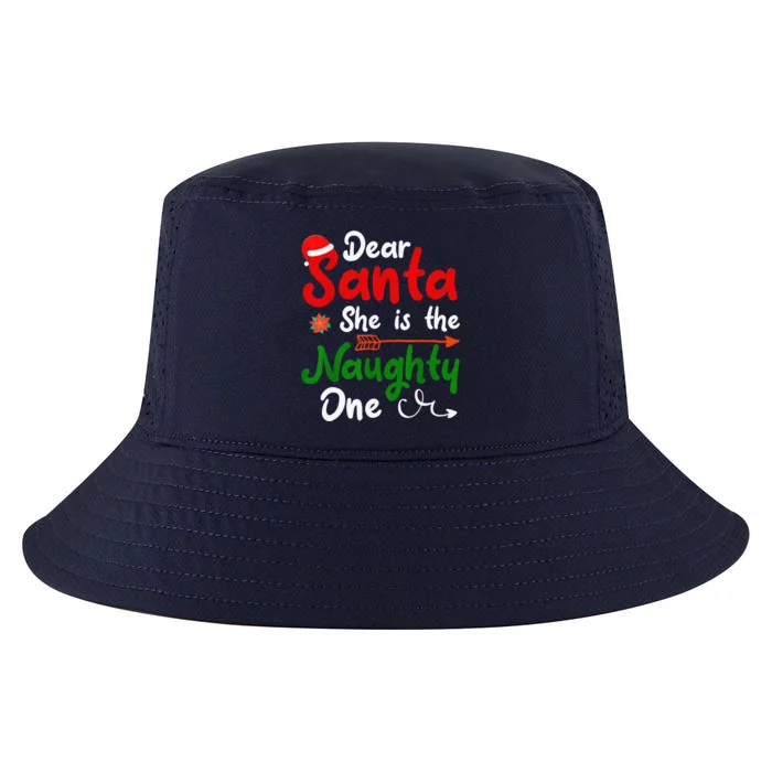 Dear Santa She Is The Naughty One Matching Couples Christmas Gift Cool Comfort Performance Bucket Hat