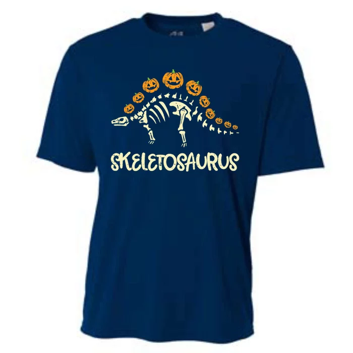 Dinosaur Skeleton Stegosaurus Halloween Boy Cooling Performance Crew T-Shirt