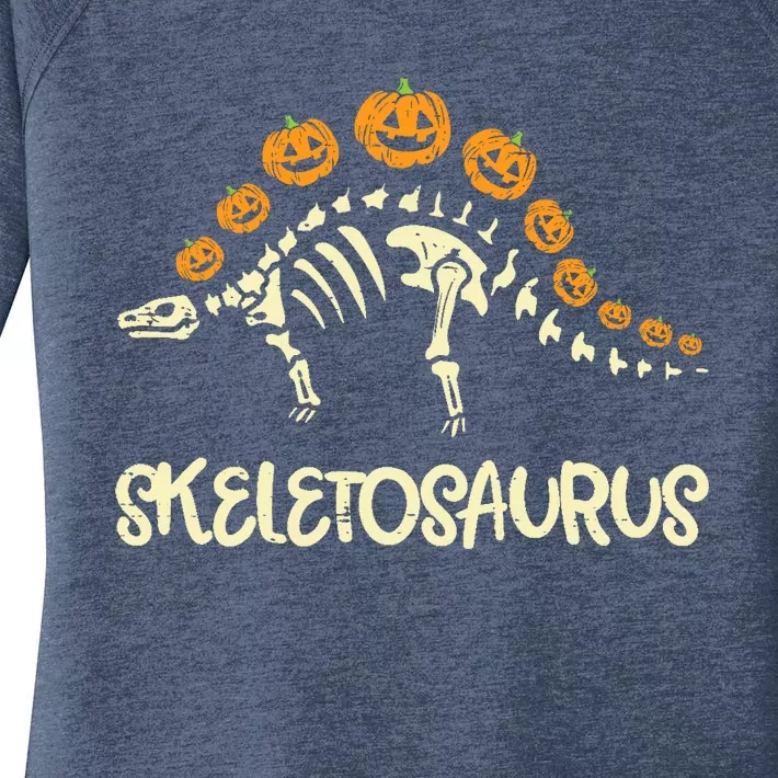 Dinosaur Skeleton Stegosaurus Halloween Boy Women's Perfect Tri Tunic Long Sleeve Shirt