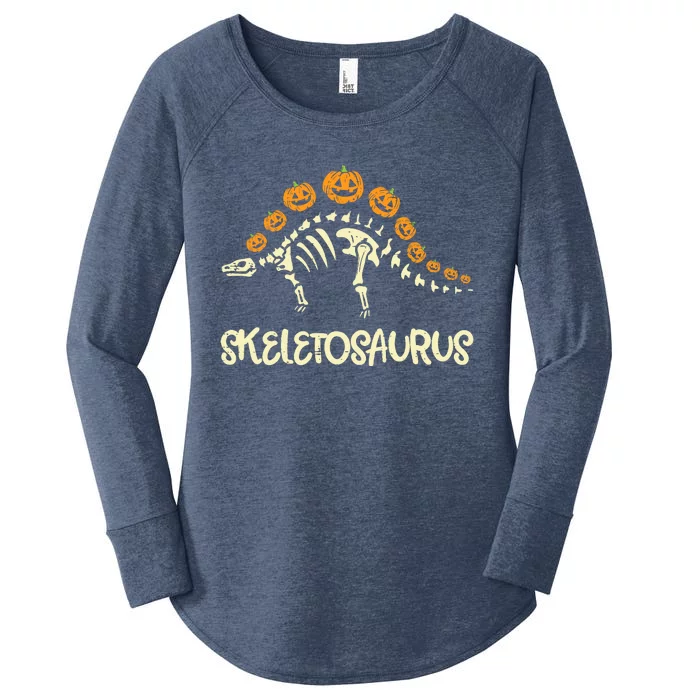 Dinosaur Skeleton Stegosaurus Halloween Boy Women's Perfect Tri Tunic Long Sleeve Shirt