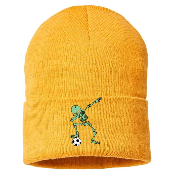 Dabbing Skeleton Soccer Halloween Dab Sustainable Knit Beanie