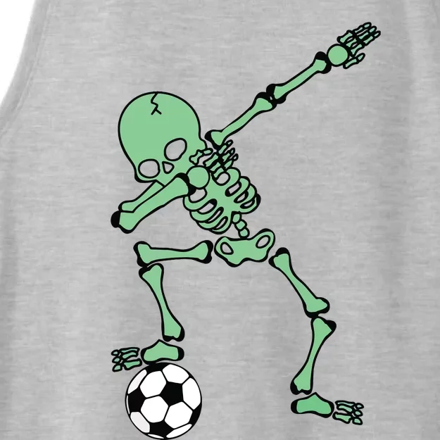 Dabbing Skeleton Soccer Halloween Dab Ladies Tri-Blend Wicking Tank