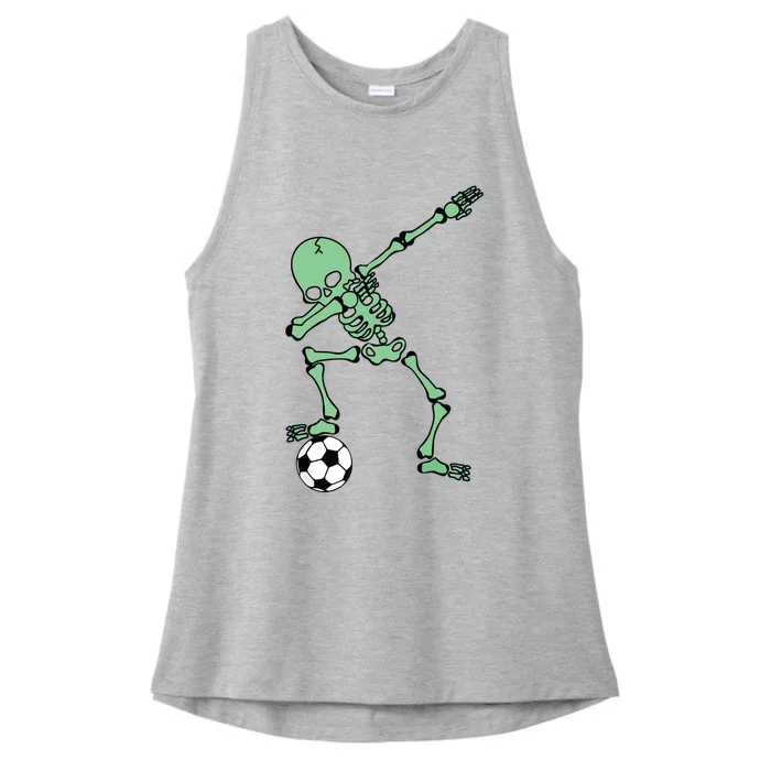 Dabbing Skeleton Soccer Halloween Dab Ladies Tri-Blend Wicking Tank