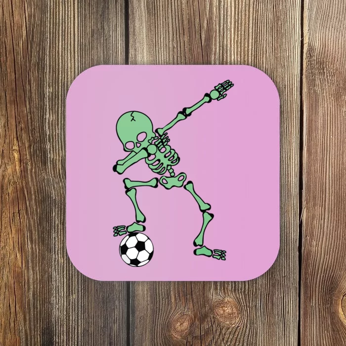 Dabbing Skeleton Soccer Halloween Dab Coaster