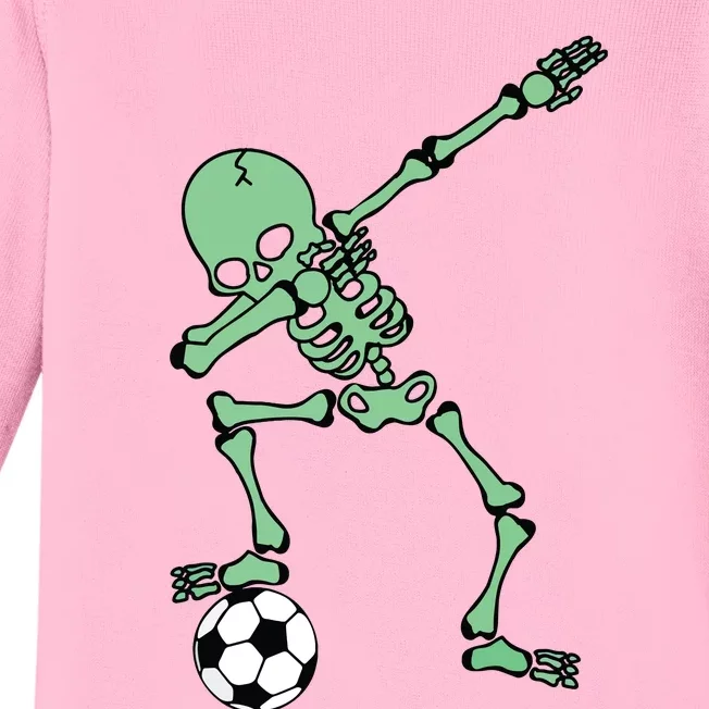 Dabbing Skeleton Soccer Halloween Dab Baby Long Sleeve Bodysuit