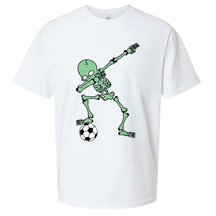 Dabbing Skeleton Soccer Halloween Dab Sueded Cloud Jersey T-Shirt