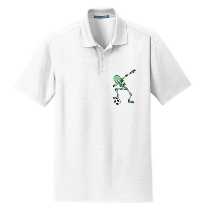 Dabbing Skeleton Soccer Halloween Dab Dry Zone Grid Performance Polo