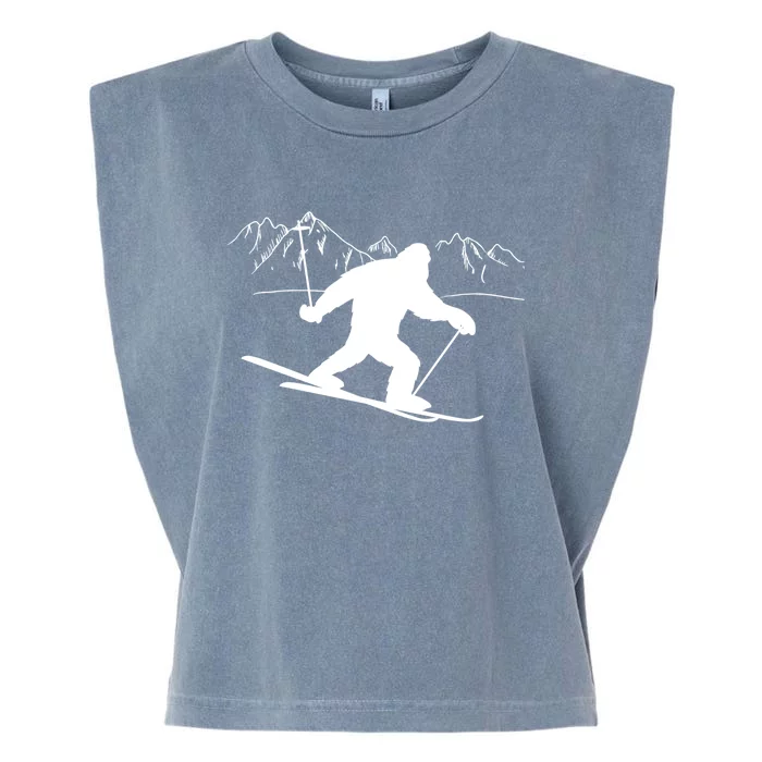 Downhill Snow Skiing Bigfoot Ski Winter Sports Alpine Gift Garment-Dyed Women's Muscle Tee