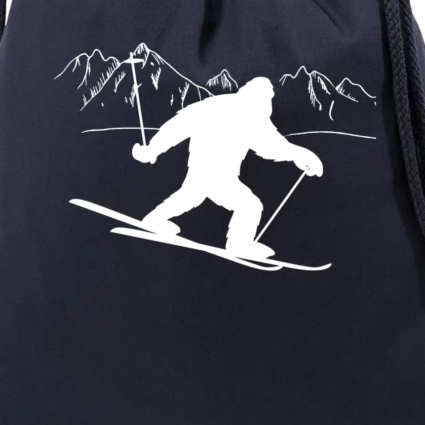 Downhill Snow Skiing Bigfoot Ski Winter Sports Alpine Gift Drawstring Bag