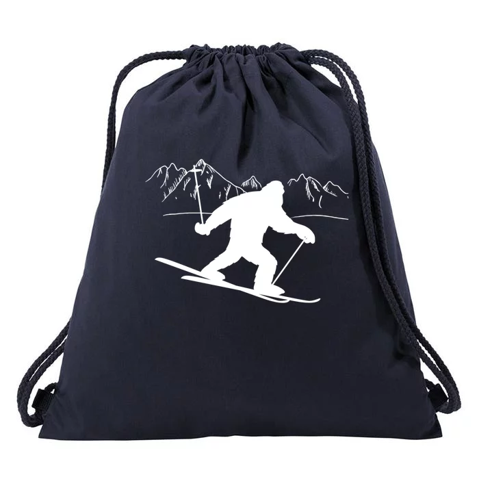 Downhill Snow Skiing Bigfoot Ski Winter Sports Alpine Gift Drawstring Bag