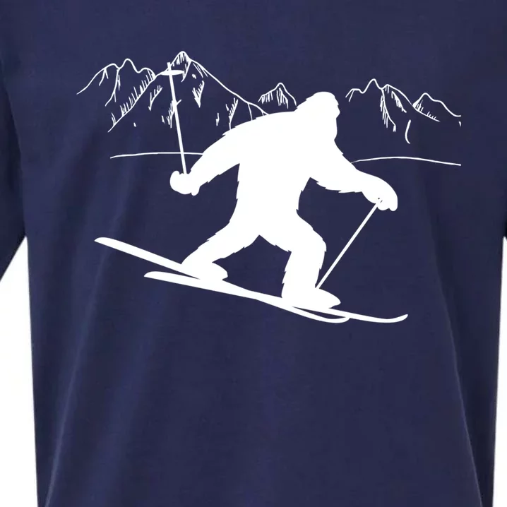 Downhill Snow Skiing Bigfoot Ski Winter Sports Alpine Gift Sueded Cloud Jersey T-Shirt