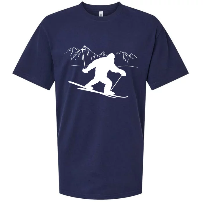 Downhill Snow Skiing Bigfoot Ski Winter Sports Alpine Gift Sueded Cloud Jersey T-Shirt